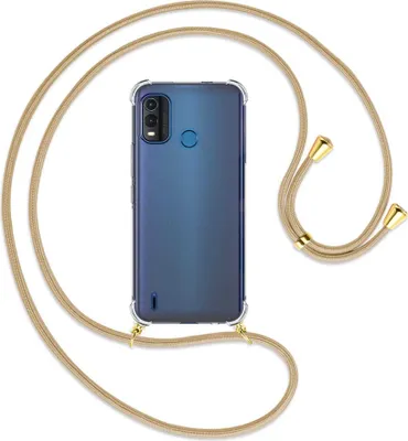 Produktbild von Handykette Backcover-Schutzhülle mit Band (Metall goldfarben) für Nokia G11 Plus (6.52'') - caramel