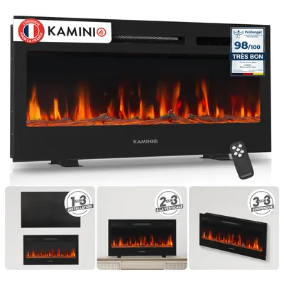Image de KAMINIO Cheminée électrique MARLON - Cheminée électrique 3 en 1 avec chauffage, effet de flammes 3D, 12 couleurs de flammes, télécommande - 36 pouces, Image générée par une IA