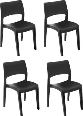 Produktbild von 4er Set Gartenstühle Zircone, Gartensitz, Für drinnen und draußen, Stapelbar, Italy, 50x51 h82 cm, Anthrazit