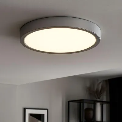 Produktbild von EGLO LED Deckenleuchte Molay, 1 flammige Aufbauleuchte aus Stahl und Kunststoff, Deckenlampe in Silber, Weiß, LED Aufbaulampe warmweiß, Ø 28,5 cm