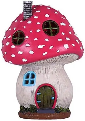 Produktbild von PolkaHome® LED-Zwergenhaus Pilzfigur für Außen, solarbetrieben, wasserdicht, 19 cm