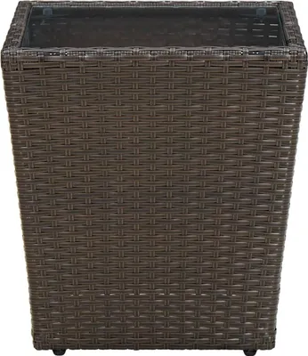 Obrázek produktu pro vidaXL Boční stolek hnědý 41,5x41,5x44 cm Polyratan a tvrzené sklo