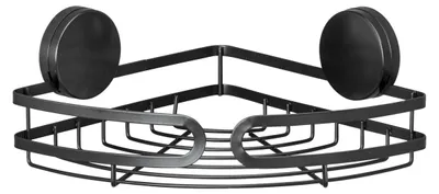 Obrázok produktu pre WENKO Static-Loc® Plus Rohová polička Pavia Black, kúpeľňová polička, pripevňuje sa bez vŕtania, bezpečne drží vďaka statickému priľnutiu na hladkých, vzduch nepriepustných povrchoch, 27 x 9,8 x 20 cm, oceľ