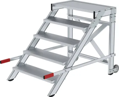 Produktbild von MUNK Arbeitspodest fahrbar Aluminium geriffelt 800mm Stufenbreite 5 Stufen