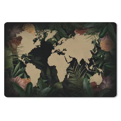 Produktbild von MuchoWow® Mauspad Mousepad Weltkarte - Pflanzen - Blumen 27x18 cm - Mousepads - Maus Mat - Pad - Mausunterlage - Büroartikel - Desk Matten