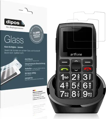 Produktbild von 2x Schutzfolie für artfone C1+ Seniorenhandy matt - Anti-Shock 9H Folie dipos Glass Kunststoffglas
