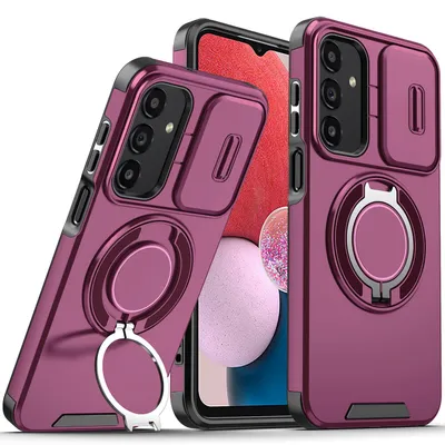 Obrázek produktu pro Dvouvrstvé pouzdro pro Samsung Galaxy A04s / A13 5G/4G, s posuvným krytem fotoaparátu a magnetickým kroužkovým stojánkem Třešňově