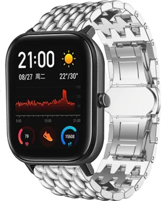 Produktbild von Strap-it Xiaomi Amazfit GTS Drachenarmband aus Stahl (Silber)
