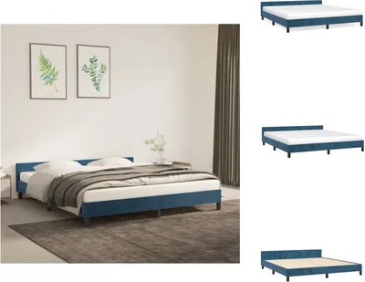 Produktbild von vidaXL Bettgestell mit Kopfteil Dunkelblau 180x200 cm Samt -  Betten & Bettgestelle
