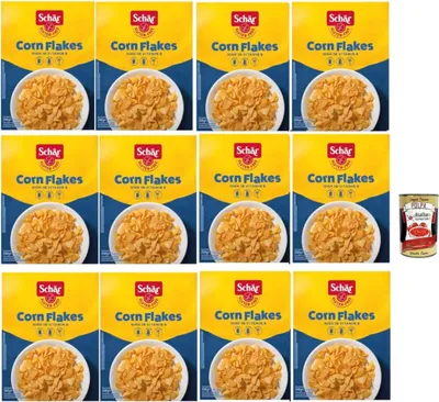 Produktbild von Schär Corn Flakes Glutenfreie Frühstücksflocken 12 x 250 g knusprige Maisflocken reich an Vitamin B laktosefrei Familienvorrat + Italian Gourmet polpa