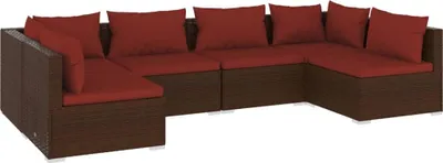 Produktbild von vidaXL 6-tlg. Garten-Lounge-Set mit Kissen Poly Rattan Braun