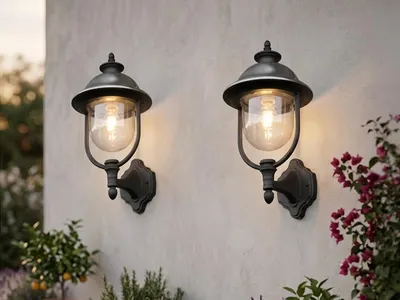 Produktbild von 2er-Set Außenwandleuchten PARMA, Edelstahl Lampendach, E27, IP43