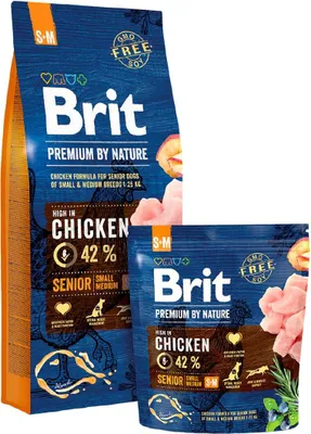 Produktbild von Brit Premium by Nature Senior S+M, Senior, Apfel, Huhn, Mais, 15 kg