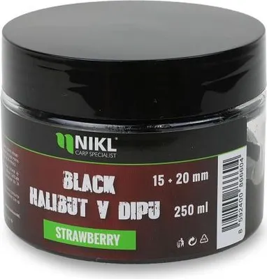 Obrázok produktu pre Pelety Nikl Black halibut v dipu Strawberry 15+20mm, 250g