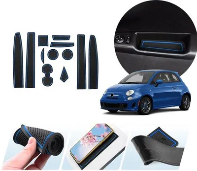 Produktbild von Kunststoff Antislipmatten für Fiat 500, Abarth 595, 12 Stück, blau