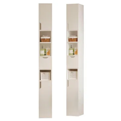 Immagine prodotto di Mobile da bagno a colonna, stretto, bianco, con 1 cassetto, pratico, in stile loft