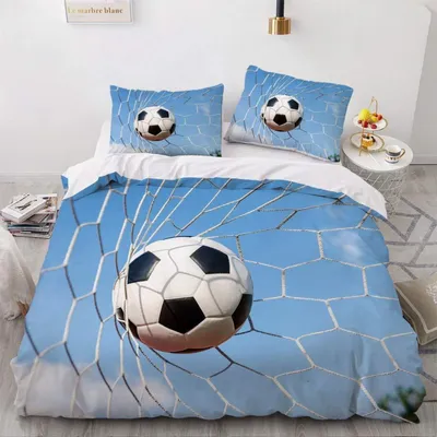 Productafbeelding van Voetbalbeddengoedset, 220x240 cm, blauw, 3-delig, microvezel, met rits