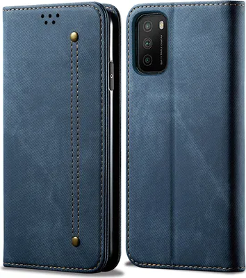 Immagine prodotto di Xiaomi Poco M3 Custodia, Custodia in pelle con chiusura magnetica e supporto per Xiaomi Poco M3 blu