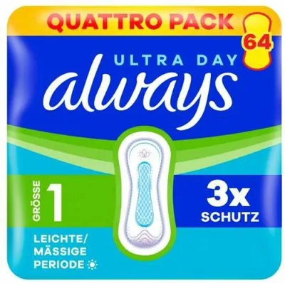 Obrázok produktu pre Always Multipack 4x 64 kusov Ultra dámske vložky pre ľahkú/strednú menštruáciu (veľkosť 1)