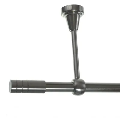 Produktbild von Gardinenstange Set Edelstahl Look Metall Ø 16mm, Deckenträger 1-lauf Zylinder, Länge wählbar H14 E28