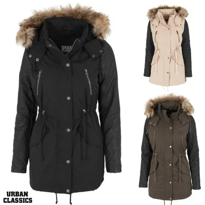 Obrázok produktu pre Urban Classics – Dámska bunda s koženkovými rukávmi TB1091 čierna/čierna, jesenná a zimná bunda, veľkosť L