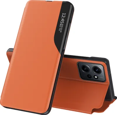 Obrázek produktu pro Flipové pouzdro pro Xiaomi Redmi Note 12 4G,Polyuretankůže pouzdro s okénkem a funkcí stojánku Pomerančový