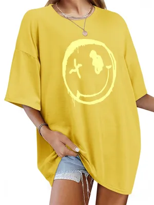 Imagen del producto de Solidchoice - Camiseta holgada de corte amplio para mujer, con cuello redondo y mangas cortas