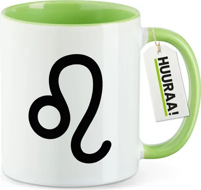 Produktbild von Huuraa Kaffeetasse Löwe Sternzeichen Zeichen 330ml Grün Keramik Kaffeebecher Geschenkidee