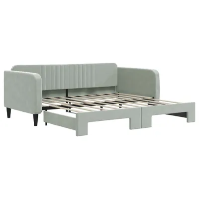 Produktbild von vidaXL Tagesbett Ausziehbar Hellgrau 90x190 cm Samt