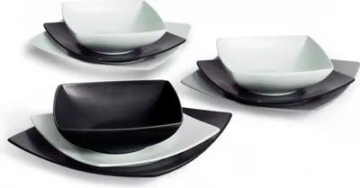 Immagine prodotto di Set di stoviglie Excelsa 18 pezzi in Vetroceramica Eclipse bianco e nero
