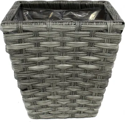 Produktbild von Rattan Blumentopf eckig M - 32 x 30cm - 1 Stück grau