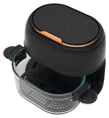 Immagine prodotto di Airfryer - Friggitrice ad aria - Capacità 4 l - Cestello in vetro trasparente - Touchscreen LED - Temperatura 60-190 °C - Potenza 1350 W - Nero