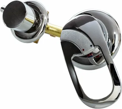 A close-up studio shot of a faucet mixer with a handle.