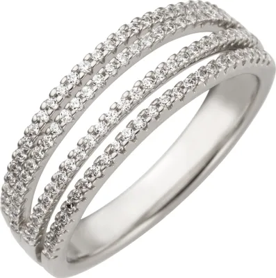 Produktbild von Gr. 58 Damen Ring 585 Gold Weißgold 108 Diamanten Brillanten 0,43ct.