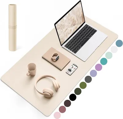Produktbild von YSAGi Schreibtischunterlage und Mauspad mit Leder, rutschfestes Wildleder, multifunktional 80x40cm Beige