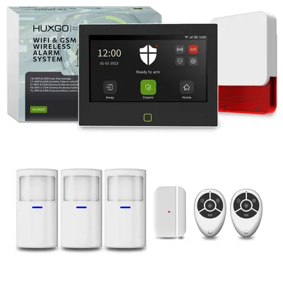 Image de Système d'alarme HUXGO Wi-Fi GSM 4G HXA700 avec sirène, 3 détecteurs PIR et 1 contact de porte