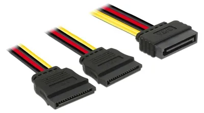 Produktbild von DeLOCK 60174, 0,15 m, SATA 15-Pin, Männlich/Weiblich, Schwarz, Gerade, Gerade