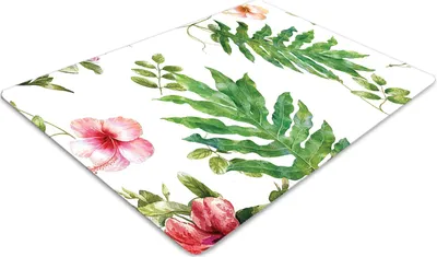 Obrázek produktu pro Podložka pod kancelářskou židli 120 cm x 90 cm Podložka pod kancelářskou židli - listy a květy