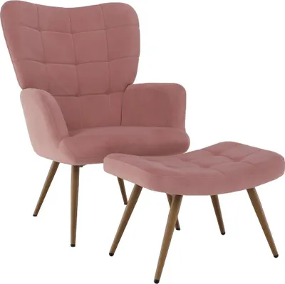 Obrázok produktu pre Kondela Kreslo s podnožou Haben - ružová (Velvet) / čierna