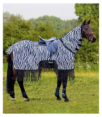 Produktbild von Fliegenausreitdecke Zebra mit Fransen, 125 cm