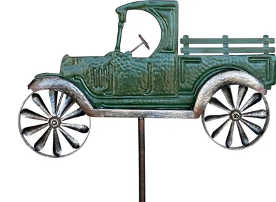 Obrázek produktu pro DanDiBo Garden Plug Metal Oldtimer Car XL 160 cm Green 96102 Wind Chime Wind Wheel Weatherproof Zahradní dekorace Garden Staff Ground Plug