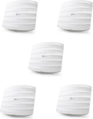 Produktbild von TP-Link Omada EAP245(5-PACK), 2,4 GHz, 5 GHz, 1750 Mbit/s, 64-bit WEP, 128-bit WEP, 152-bit WEP, WPA, WPA-PSK, WPA2, WPA2-PSK, 10,100,1000 Mbit/s