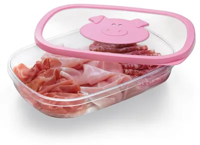 Immagine prodotto di Contenitore per alimenti "Snips" per frigorifero, ideale per conservare salumi e carne, con coperchio