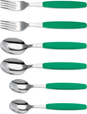 Produktbild von 6er Set Giesser Messer Besteck 2 St. je Löffel Teelöffel Gabel - Grün