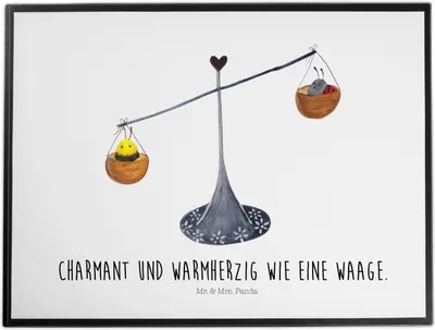 Produktbild von Mr. & Mrs. Panda schreibtischunterlage Sternzeichen Waage - Weiß - Geschenk, Marienkäfer, Biene, tischmatten, tischauflage, Gleichgewicht, Hummel, Schreibunterlage