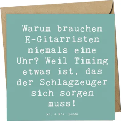 Produktbild von Mr. & Mrs. Panda Grußkarte Spruch E-Gitarre Timing - Meeresbrise - Geschenk, doppelkarte, Musikgenre, Musik, Klappkarte, faltkarte, Band, Rhythmus, anlasskarte, Musiker