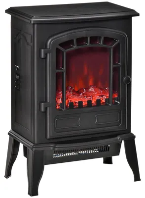 Zdjęcie produktu dla HOMCOM Kominek elektryczny z funkcją ogrzewania, efektem płomienia LED, czarny