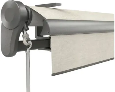 Produktbild von Soluna Gelenkarmmarkise Trend 5x2 Stoff Dessin U190 Gestell DB703 dunkelgrau Antrieb Links inkl. Motor, Wandschalter und