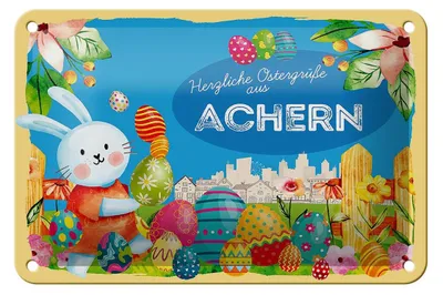 Produktbild von Blechschild Ostern Ostergrüße 18x12cm ACHERN Geschenk Deko Fest
