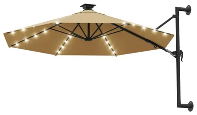 Produktbild von vidaXL Sonnenschirm zur Wandmontage mit LEDs 300 cm Taupe